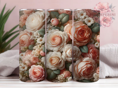 3D Elegant Pink Rose 20oz Tumbler, Floral Cup Wrap, Elegant Rose Design, Sublimation Tumbler Wrap, 20Oz Tumbler Design, Artistic Floral Cup, Stylish Pink Rose Wrap Sublimation Li Zamperini 