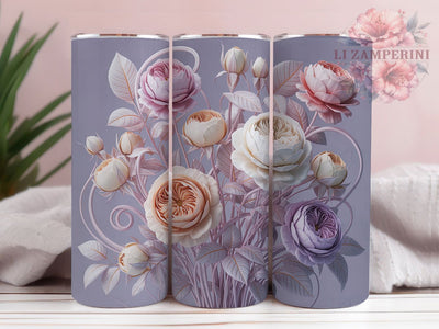 3D Elegant Pink Rose 20oz Tumbler, Floral Cup Wrap, Elegant Rose Design, Sublimation Tumbler Wrap, 20Oz Tumbler Design, Artistic Floral Cup, Stylish Pink Rose Wrap Sublimation Li Zamperini 