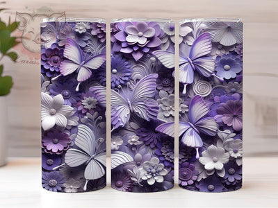 3D Elegant Purple Butterfly Tumbler, Purple Butterfly Tumbler, Whimsical Butterfly Wrap, Elegant Butterfly Wrap, Vibrant Purple Wrap, Sublimation Design, Trendy Gift Idea Sublimation Lara' s Designs 
