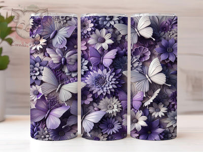 3D Elegant Purple Butterfly Tumbler, Purple Butterfly Tumbler, Whimsical Butterfly Wrap, Elegant Butterfly Wrap, Vibrant Purple Wrap, Sublimation Design, Trendy Gift Idea Sublimation Lara' s Designs 