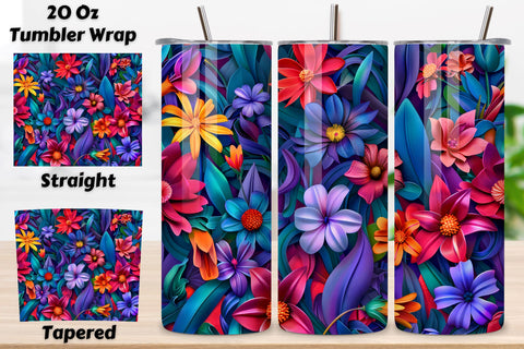 3D Elegant Rose Tumbler Wrap | Seamless Tumbler Wrap Sublimation FloridPrintables 