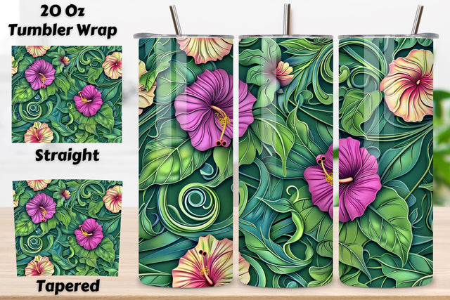 3D Elegant Rose Tumbler Wrap | Seamless Tumbler Wrap Sublimation FloridPrintables 