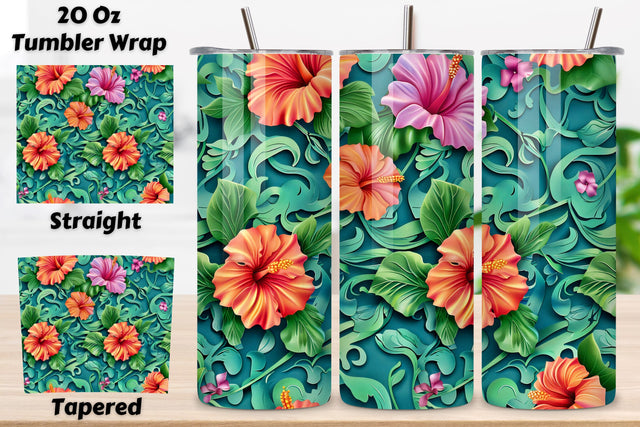 3D Elegant Rose Tumbler Wrap | Seamless Tumbler Wrap Sublimation FloridPrintables 