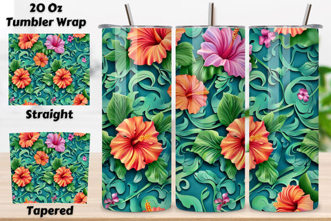 3D Elegant Rose Tumbler Wrap | Seamless Tumbler Wrap Sublimation FloridPrintables 