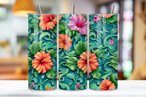 3D Elegant Rose Tumbler Wrap | Seamless Tumbler Wrap Sublimation FloridPrintables 