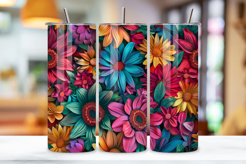 3D Elegant Rose Tumbler Wrap | Seamless Tumbler Wrap Sublimation FloridPrintables 