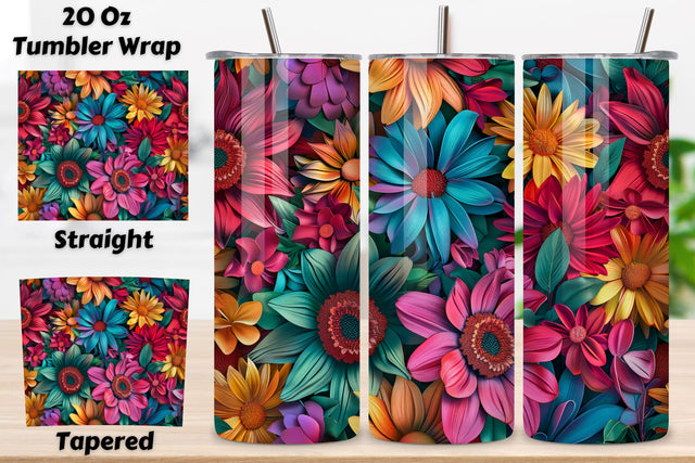 3D Elegant Rose Tumbler Wrap | Seamless Tumbler Wrap Sublimation FloridPrintables 