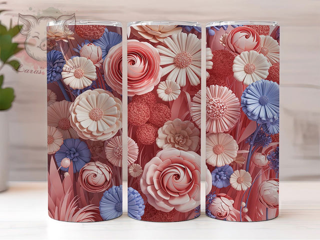3D Elegant Vibrant Rose Tumbler, Elegant Rose Tumbler, Whimsical Floral Wrap, Rustic Rose Wrap, Vibrant Flower Wrap, Sublimation Design, Trendy Gift Idea Sublimation Lara' s Designs 