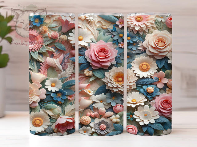 3D Elegant Vibrant Rose Tumbler, Elegant Rose Tumbler, Whimsical Floral Wrap, Rustic Rose Wrap, Vibrant Flower Wrap, Sublimation Design, Trendy Gift Idea Sublimation Lara' s Designs 