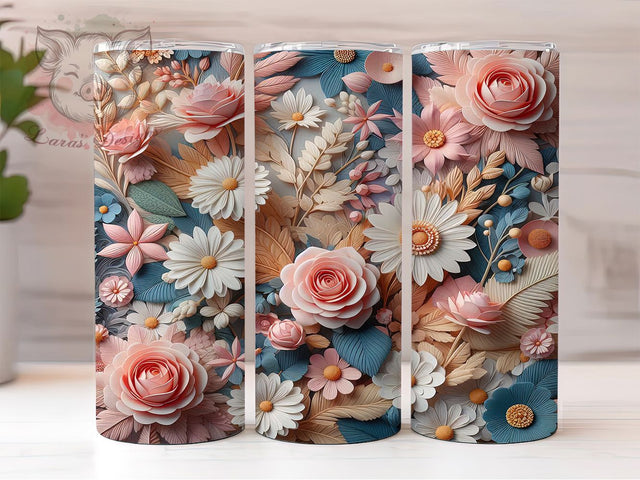 3D Elegant Vibrant Rose Tumbler, Elegant Rose Tumbler, Whimsical Floral Wrap, Rustic Rose Wrap, Vibrant Flower Wrap, Sublimation Design, Trendy Gift Idea Sublimation Lara' s Designs 