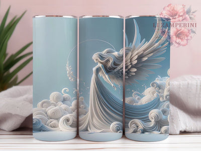 3D Elegant White Angel Tumbler, Angel White Wrap, Angel Sublimation Design, 20oz Angel Tumbler, Elegant Angel Art, Spiritual Angel Mug, Whimsical Angel Cup Sublimation Li Zamperini 