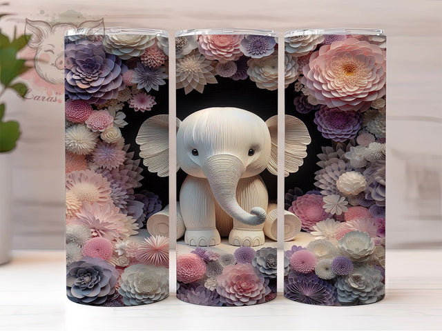 3D Elephant Boho Exotic Tumbler 20Oz Tumbler, Quilled Paper, Animal Tumbler, Boho Wrap, Exotic Design, Sublimation Cup, 20Oz Tumbler Sublimation Lara' s Designs 