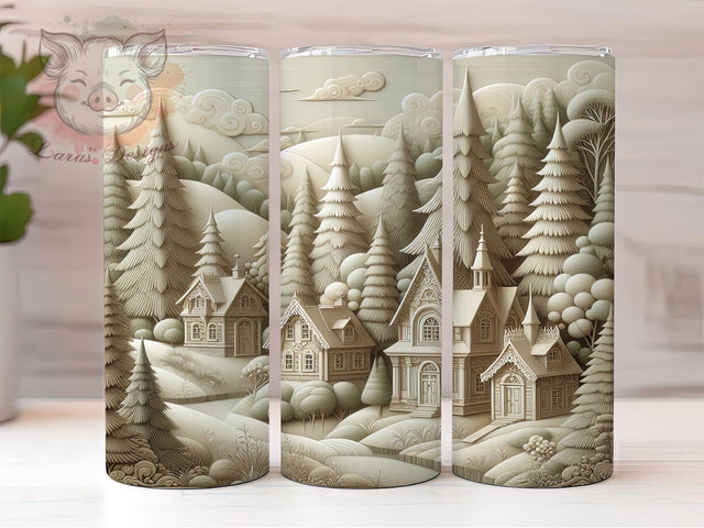 3D Embossed Woodland Christmas Tumbler, 3D Christmas Sublimation Design, Festive Holiday Cup Art, 20oz Xmas Tumbler, Whimsical Woodland Mug, Stylish Christmas Cup, Cozy Holiday Wrap Sublimation Lara' s Designs 