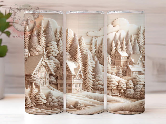 3D Embossed Woodland Christmas Tumbler, 3D Christmas Sublimation Design, Festive Holiday Cup Art, 20oz Xmas Tumbler, Whimsical Woodland Mug, Stylish Christmas Cup, Cozy Holiday Wrap Sublimation Lara' s Designs 