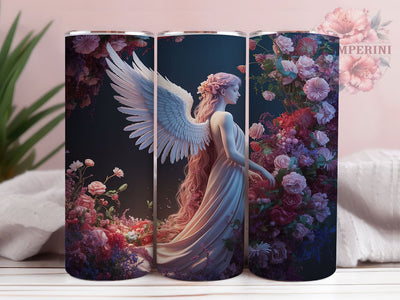 3D Embroidered Angel Tumbler, Embroidered Angel Wrap, Angel Sublimation Design, 20oz Angel Tumbler, Artistic Angel Art, Textured Angel Mug, Whimsical Angel Cup Sublimation Li Zamperini 