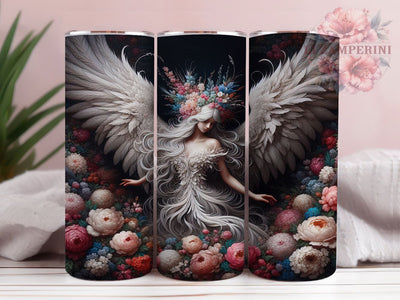 3D Embroidered Angel Tumbler, Embroidered Angel Wrap, Angel Sublimation Design, 20oz Angel Tumbler, Artistic Angel Art, Textured Angel Mug, Whimsical Angel Cup Sublimation Li Zamperini 