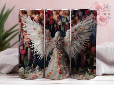 3D Embroidered Angel Tumbler, Embroidered Angel Wrap, Angel Sublimation Design, 20oz Angel Tumbler, Artistic Angel Art, Textured Angel Mug, Whimsical Angel Cup Sublimation Li Zamperini 