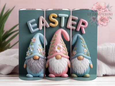 3D Embroidered Easter Gnome Tumbler, Easter Gnome Tumbler, Embroidery Gnome Wrap, Whimsical Gnome Wrap, Festive Easter Wrap, Sublimation Design, Trendy Gift Idea Sublimation Li Zamperini 