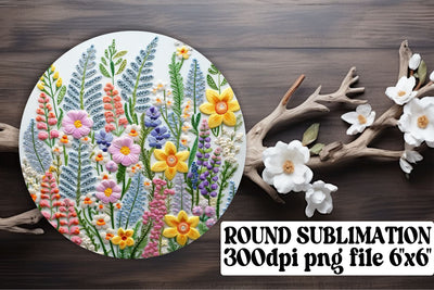 3D Embroidered Floral Creations - Sublimation, Keychain, Car Coaster Sublimation afrosvg 