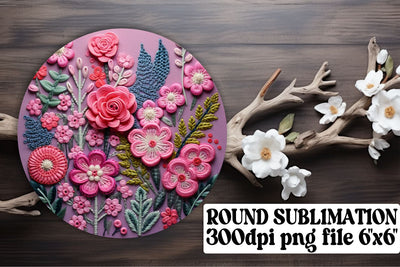 3D Embroidered Flower Sublimation Marvels - Sublimation, Keychain, Car Coaster Sublimation afrosvg 