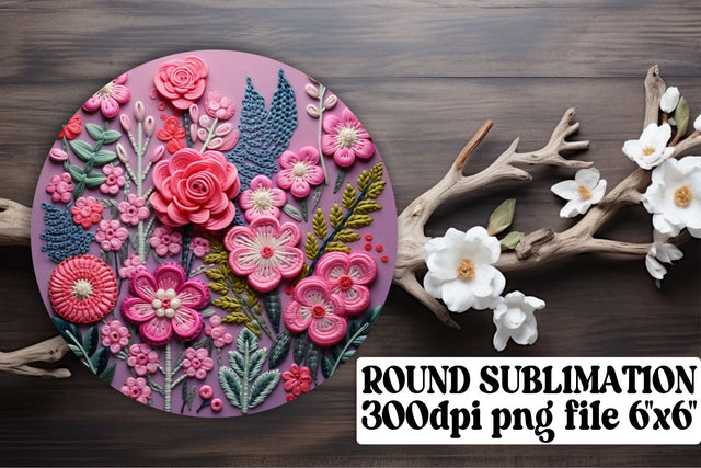 3D Embroidered Flower Sublimation Marvels - Sublimation, Keychain, Car Coaster Sublimation afrosvg 