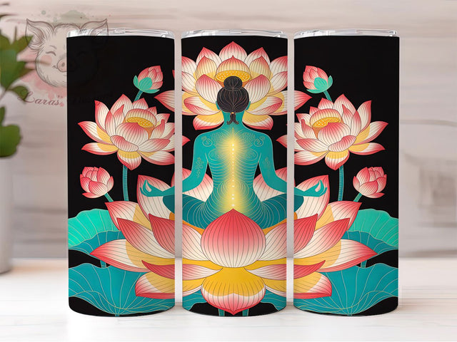 3D Embroidered Lotus Tumbler, Embroidered Lotus Design, Yoga Lotus Pattern, 20Oz Sublimation Wrap, Textured Lotus Art, Spiritual Lotus Texture, Tumbler Sublimation Sublimation Lara' s Designs 