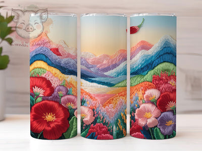 3D Embroidered Mountain Tumbler, 3D Nature Tumbler, Rustic Mountain Wrap, Whimsical Outdoors Wrap, Scenic Mountain Wrap, Sublimation Design, Trendy Gift Idea Sublimation Lara' s Designs 
