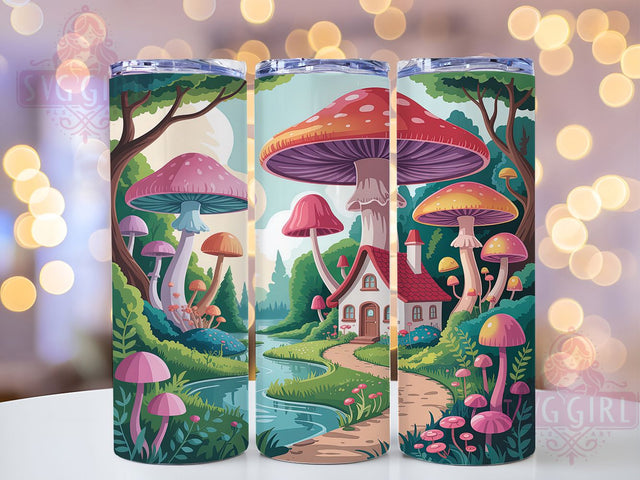 3D Enchanted Fantasy Mushroom Tumbler, Whimsical Mushroom Art, Magical Forest Design, Enchanted Nature Graphic, Cute Fantasy Pattern, 20oz Tumbler, Sublimation Design Sublimation SvggirlplusArt 