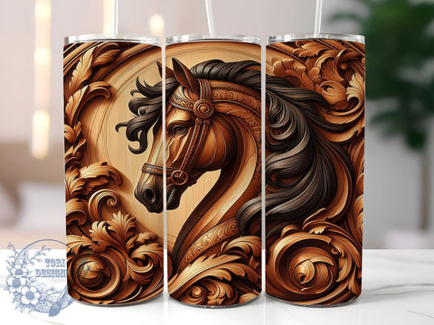 3D Engraved Horse Tumbler, 20oz Tumbler Wrap, Sublimation Design, Horse Lover Gift, Digital Download, Engraved Tumbler PNG, Rustic Horse Decor Sublimation ToriDesigns 
