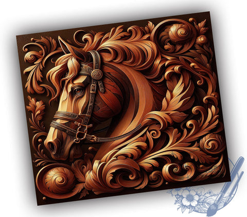 3D Engraved Horse Tumbler, 20oz Tumbler Wrap, Sublimation Design, Horse Lover Gift, Digital Download, Engraved Tumbler PNG, Rustic Horse Decor Sublimation ToriDesigns 