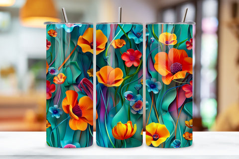 3D Exotic Floral Tumbler Wrap | Seamless Tumbler Wrap Sublimation FloridPrintables 