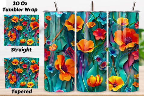 3D Exotic Floral Tumbler Wrap | Seamless Tumbler Wrap Sublimation FloridPrintables 