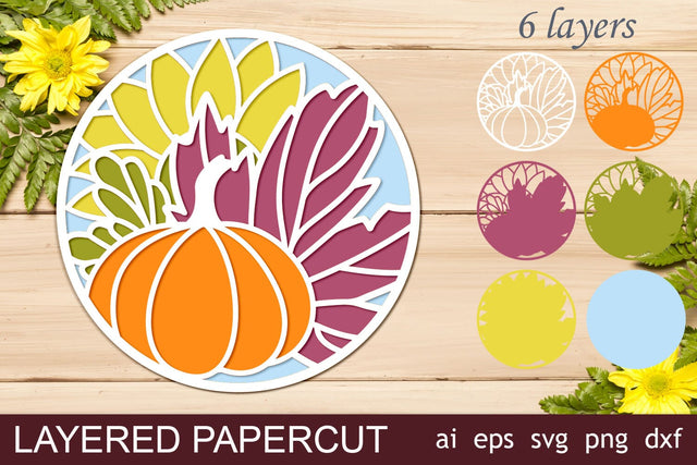 3d Fall round svg, Autumn layered papercut,Thanksgiving svg 3D Paper AnastasiyaArtDesign 