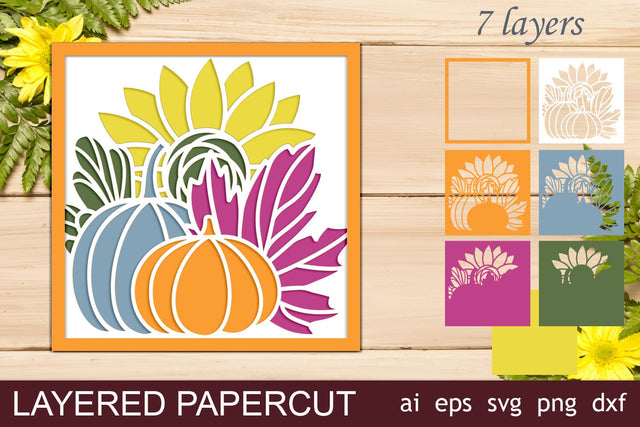 3d Fall shadow box, Pumpkin fall layered, Thanksgiving svg 3D Paper AnastasiyaArtDesign 