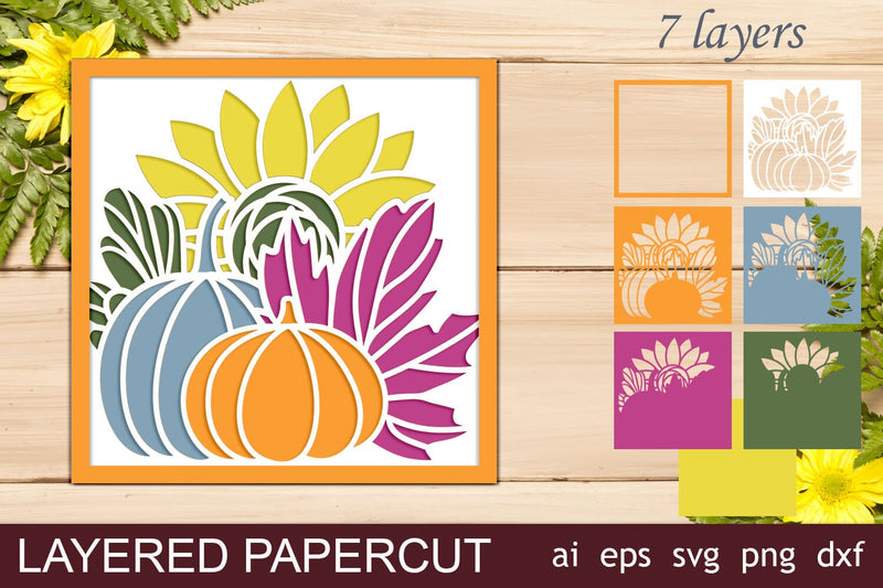 3d Fall shadow box, Pumpkin fall layered, Thanksgiving svg 3D Paper AnastasiyaArtDesign 