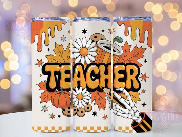 3D Fall Teacher Appreciation Tumbler Wrap, Fall Teacher Png, Teacher Appreciation, Puffy Tumbler Design, Autumn Tumbler Sublimation, 20oz Skinny Tumbler, Teacher Gift Idea Sublimation SvggirlplusArt 