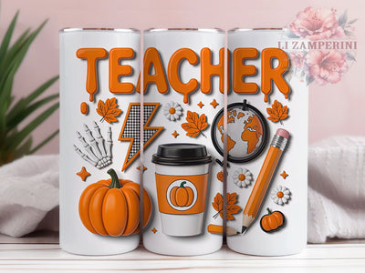 3D Fall Teacher Classroom Tumbler Wrap, 3D Fall Tumbler, Autumn Teacher Gift, Fall Classroom Cup, Back To School Mug, Fall Teacher Drinkware, Thanksgiving Teacher Cup Sublimation Li Zamperini 