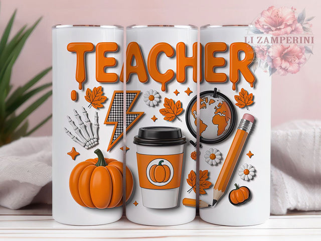 3D Fall Teacher Classroom Tumbler Wrap, 3D Fall Tumbler, Autumn Teacher Gift, Fall Classroom Cup, Back To School Mug, Fall Teacher Drinkware, Thanksgiving Teacher Cup Sublimation Li Zamperini 