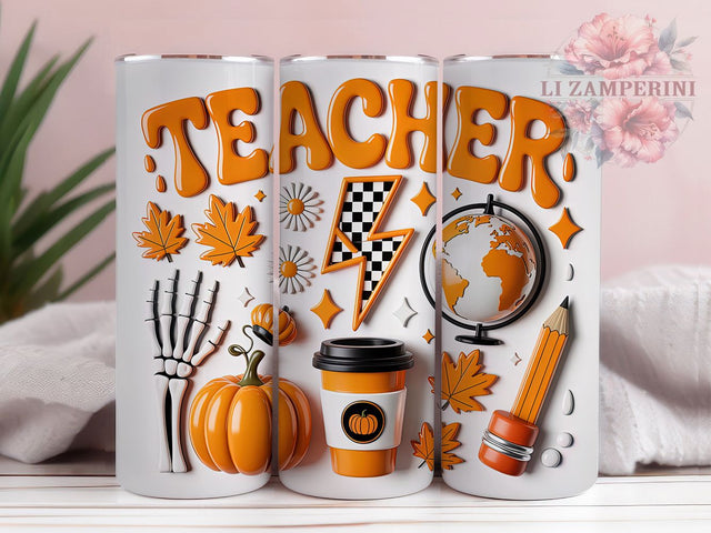 3D Fall Teacher Classroom Tumbler Wrap, 3D Fall Tumbler, Autumn Teacher Gift, Fall Classroom Cup, Back To School Mug, Fall Teacher Drinkware, Thanksgiving Teacher Cup Sublimation Li Zamperini 