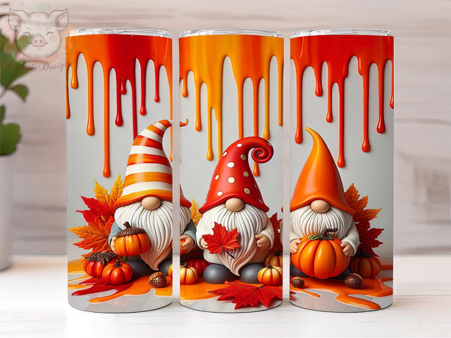 3D Fall Vibes Gnome 20oz Tumbler Png, Straight & Tapered Tumbler Png, 3D Gnomes Tumbler Png, Digital Download PNG Sublimation Lara' s Designs 