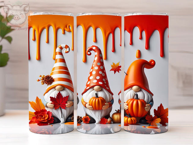 3D Fall Vibes Gnome 20oz Tumbler Png, Straight & Tapered Tumbler Png, 3D Gnomes Tumbler Png, Digital Download PNG Sublimation Lara' s Designs 
