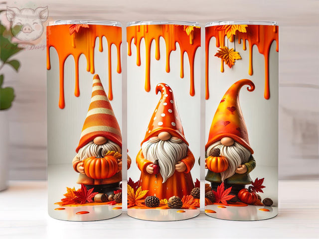 3D Fall Vibes Gnome 20oz Tumbler Png, Straight & Tapered Tumbler Png, 3D Gnomes Tumbler Png, Digital Download PNG Sublimation Lara' s Designs 