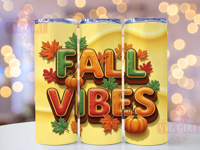 3D Fall Vibes Inflated Pumpkin Tumbler, Inflated Autumn Wrap, Fall Vibes Design, 20oz Sublimation, Autumn 3D Tumbler, Cozy Fall Mug, 3D Pumpkin Cup Sublimation SvggirlplusArt 