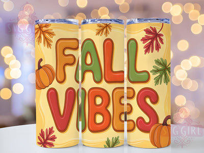3D Fall Vibes Inflated Pumpkin Tumbler, Inflated Autumn Wrap, Fall Vibes Design, 20oz Sublimation, Autumn 3D Tumbler, Cozy Fall Mug, 3D Pumpkin Cup Sublimation SvggirlplusArt 