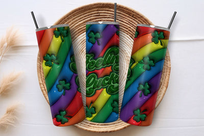 3D Feeling Lucky Tumbler Wrap | St. Patrick's Day PNG SVG B Renee Design 