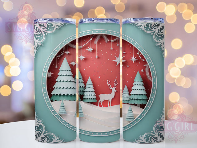 3D Festive Christmas Tumbler, Winter Holiday Sublimation Design, Festive Ready To Press Art, 20oz Holiday Tumbler, Whimsical 3D Christmas Mug, Sparkly Winter Cup, Vibrant Festive Wrap Sublimation SvggirlplusArt 