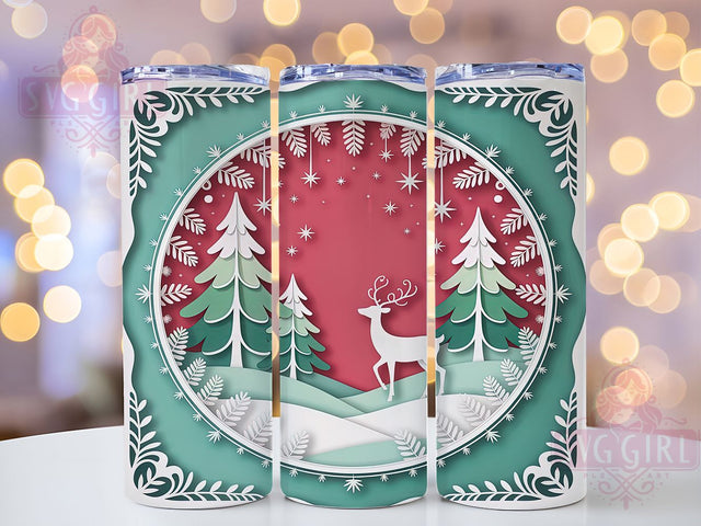 3D Festive Christmas Tumbler, Winter Holiday Sublimation Design, Festive Ready To Press Art, 20oz Holiday Tumbler, Whimsical 3D Christmas Mug, Sparkly Winter Cup, Vibrant Festive Wrap Sublimation SvggirlplusArt 