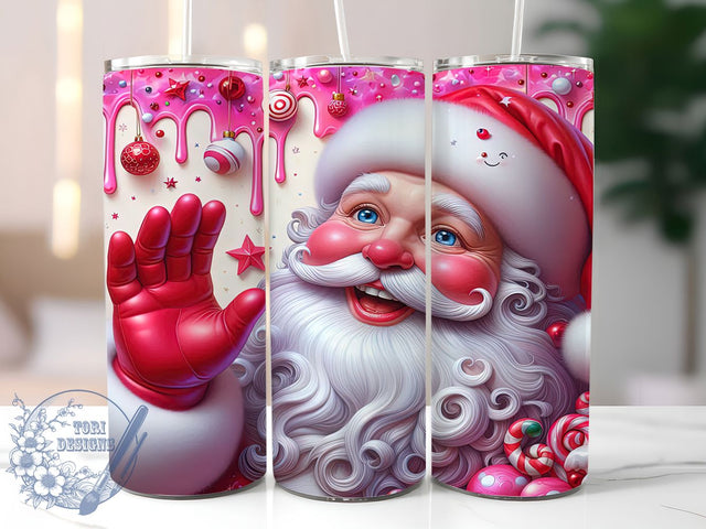 3D Festive Santa Christmas Tumbler, Christmas Sublimation Design, Festive Santa Art, 20oz Xmas Tumbler, Whimsical Holiday Mug, Stylish Santa Cup, Bold Christmas Wrap Sublimation ToriDesigns 