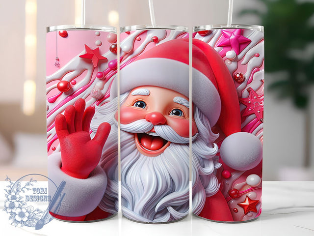 3D Festive Santa Christmas Tumbler, Christmas Sublimation Design, Festive Santa Art, 20oz Xmas Tumbler, Whimsical Holiday Mug, Stylish Santa Cup, Bold Christmas Wrap Sublimation ToriDesigns 