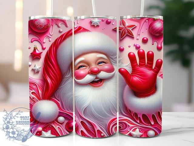 3D Festive Santa Christmas Tumbler, Christmas Sublimation Design, Festive Santa Art, 20oz Xmas Tumbler, Whimsical Holiday Mug, Stylish Santa Cup, Bold Christmas Wrap Sublimation ToriDesigns 